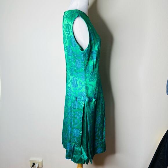 Vintage 60’s Iridescent Green Brocade Party Dress - Picture 4 of 7